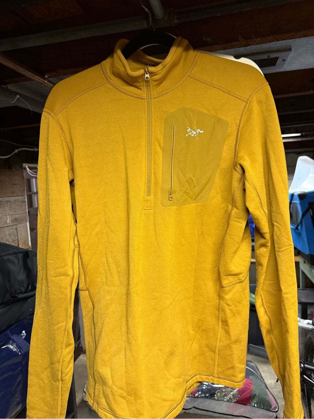 Arc'teryx Men's Mustard Yellow 1/4 Zip Fleece Pullover RHO HEAVYweight